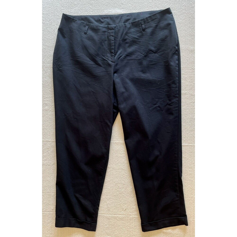Lane Bryant Women's Plus Size 18 Black Flat Front Cropped Trouser Dress Pants